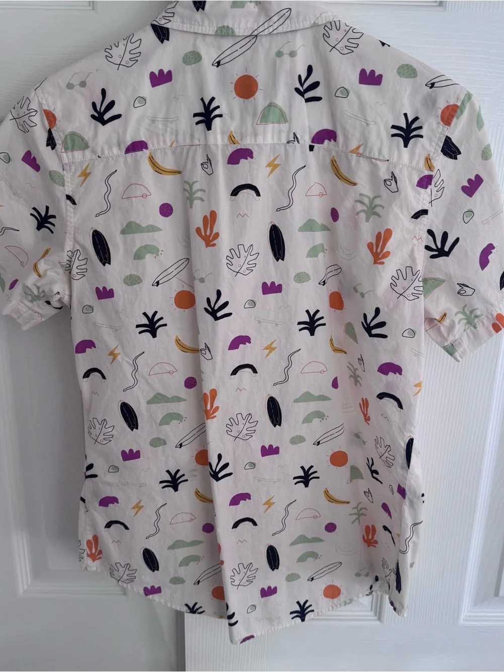 Wildfang Cream Short-Sleeve Button-Up Shirt with Multicolor Print - Picture 2 of 7